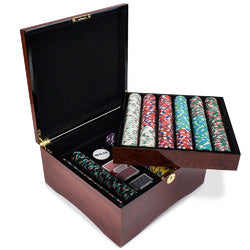 750 Count Poker Chips Claysmith Gaming Monaco Club Chip Set in Mahogany