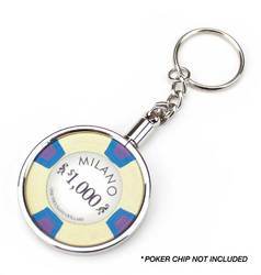 Chrome Plated Poker Chip Holder Keychain - Show Off Your Favorite Chip!
